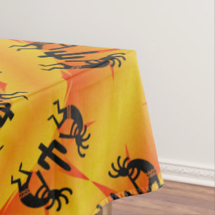 Black & Yellow Southwest Kokopelli Pattern Tablecloth