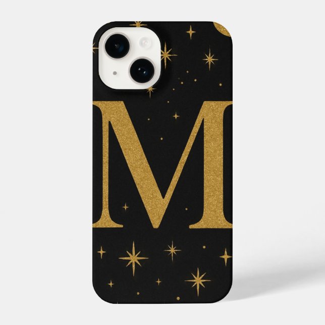 Black & Yellow Star Phone Case with Big M – Trendy (Back)