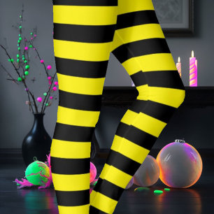 Black & Yellow Striped Leggings