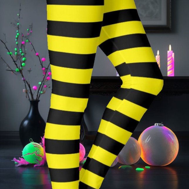 Black & Yellow Striped Leggings (Creator Uploaded)