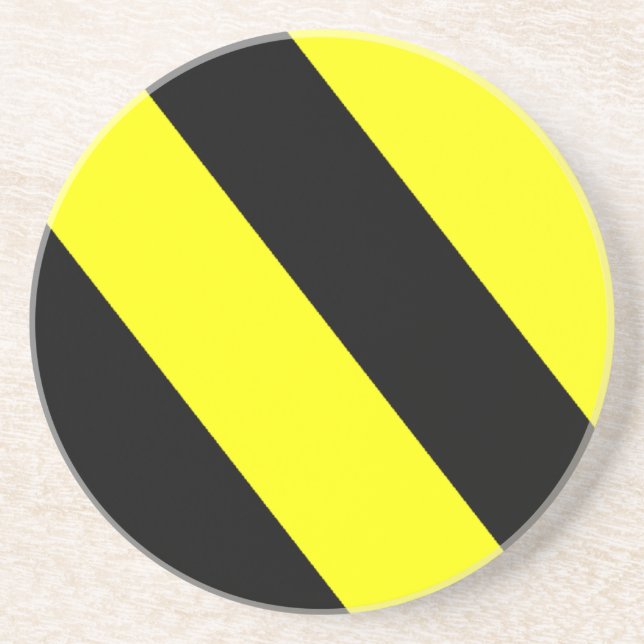 black yellow stripes pattern coaster (Front)