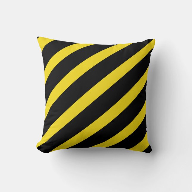 Black & Yellow Stripes Striped Cushion (Front)