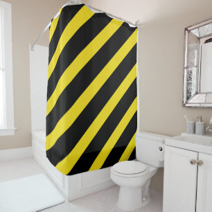 Black & Yellow Stripes Striped Shower Curtain