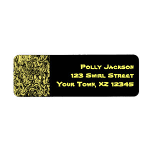 Black & Yellow Swirl Return Address Label