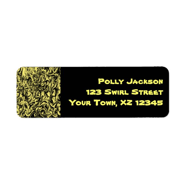 Black & Yellow Swirl Return Address Label (Front)