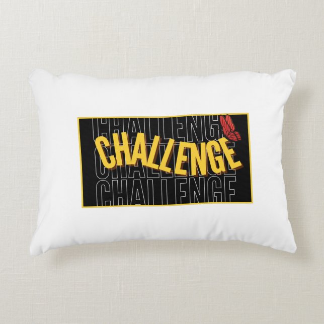 Black Yellow Typography Challenge Accent Pillow (Front)
