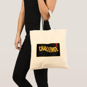 Black Yellow Typography Challenge Tote Bag