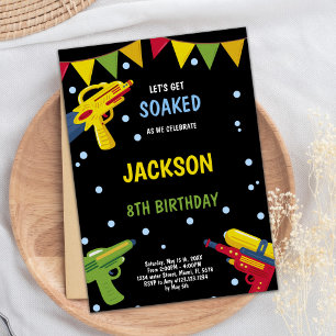 Black Yellow Water Gun Invitations