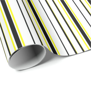 Black yellow white and gray stripes  wrapping paper