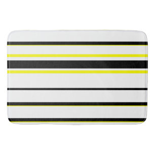 Black yellow white and grey stripes  bath mat