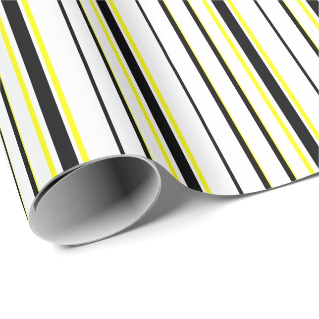 Black yellow white and grey stripes  wrapping paper (Roll Corner)
