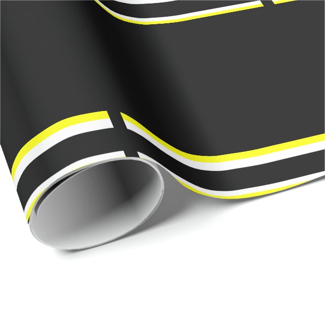 Black yellow white and grey stripes  wrapping paper (Roll Corner)