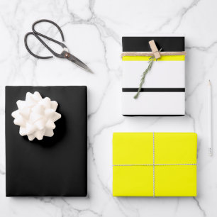 Black yellow white and grey stripes  wrapping paper sheet