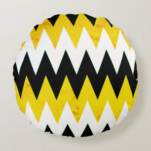 Black Yellow & White Chevron Print Throw Pillow