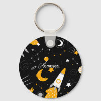 Black Yellow White Night Sky Outer Space Rocket