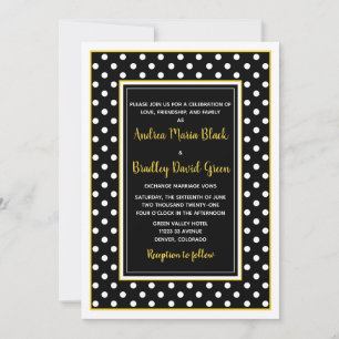 Black Yellow White Polka Dot Wedding Invitation