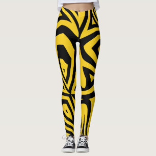 Black & Yellow Zebra Stripes Womens Leggings