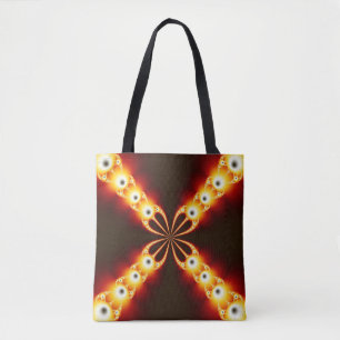 Black, Yellowish and Orange X Fractal Tote Bag