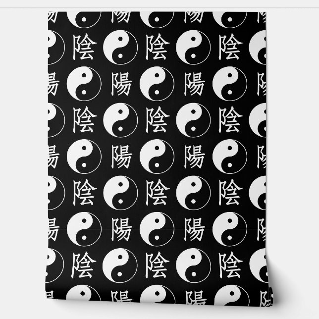 Black Yinyang Symbol Chinese Pattern Wall Decor (Unrolling)