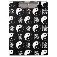 Black Yinyang Symbol Chinese Text Pattern