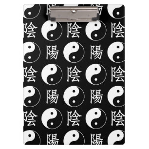 Black Yinyang Symbol Chinese Text Pattern Clipboard