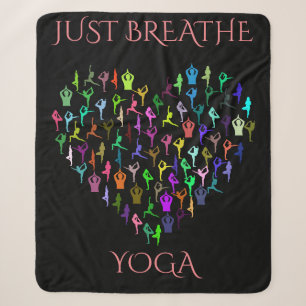 Black yoga sherpa blanket with heart.