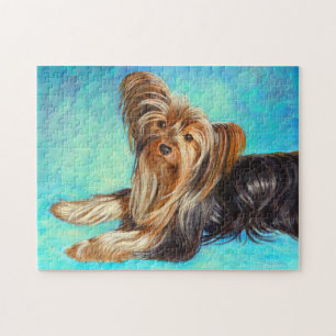 Black Yorkie Dog, Acrylic Painting Jigsaw Puzzle