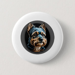black yorkshire terrier 6 cm round badge