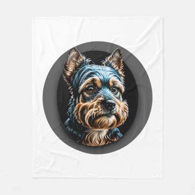 black yorkshire terrier fleece blanket (Front)