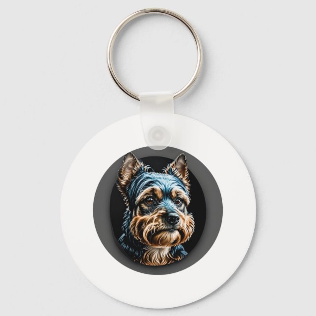 black yorkshire terrier key ring (Front)