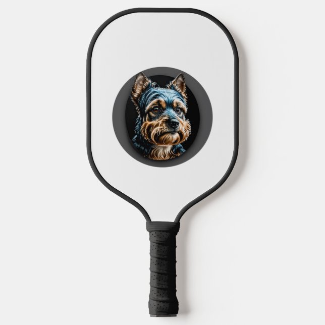 black yorkshire terrier pickleball paddle (Front)