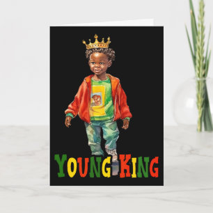 Black Young King Black History Month Kids Afro Boy Card