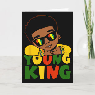 Black Young King Black History Month Kids Afro Boy Card