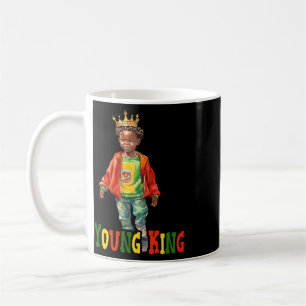 Black Young King Black History Month Kids Afro Boy Coffee Mug