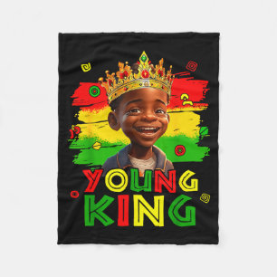 Black Young King Black History Month Kids Afro Boy Fleece Blanket