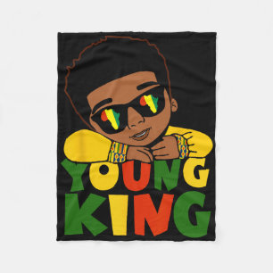 Black Young King Black History Month Kids Afro Boy Fleece Blanket
