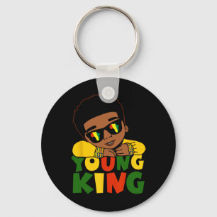 Black Young King Black History Month Kids Afro Boy Key Ring