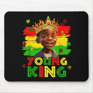 Black Young King Black History Month Kids Afro Boy Mouse Pad