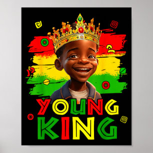 Black Young King Black History Month Kids Afro Boy Poster