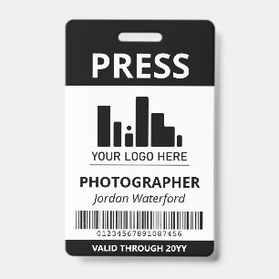 Black Your Logo Bar Code Press ID Badge
