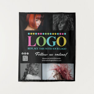 Black Your Logo Photos QR Code Social Media Promo Tapestry