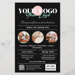 Black Your Logo Services Beauty Salon Marketing Flyer