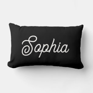 Black Your Name in Script Lumbar Cushion