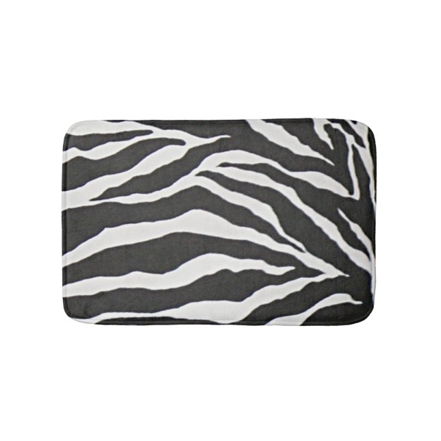 Black Zebra Print African American Home Decor Bath Bath Mat (Front)