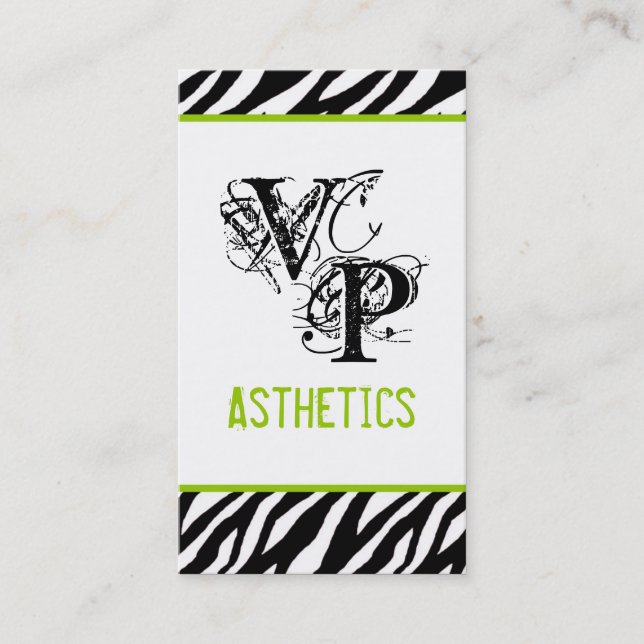 Black Zebra Print Lime Gree Interior Business Card (Front)