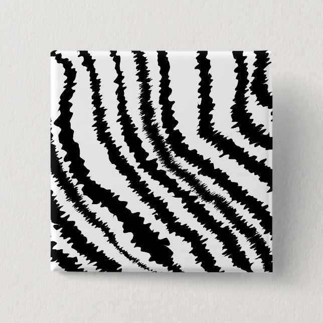 Black Zebra Print Pattern. 15 Cm Square Badge (Front)