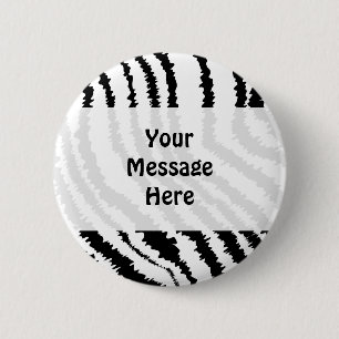 Black Zebra Print Pattern. 6 Cm Round Badge