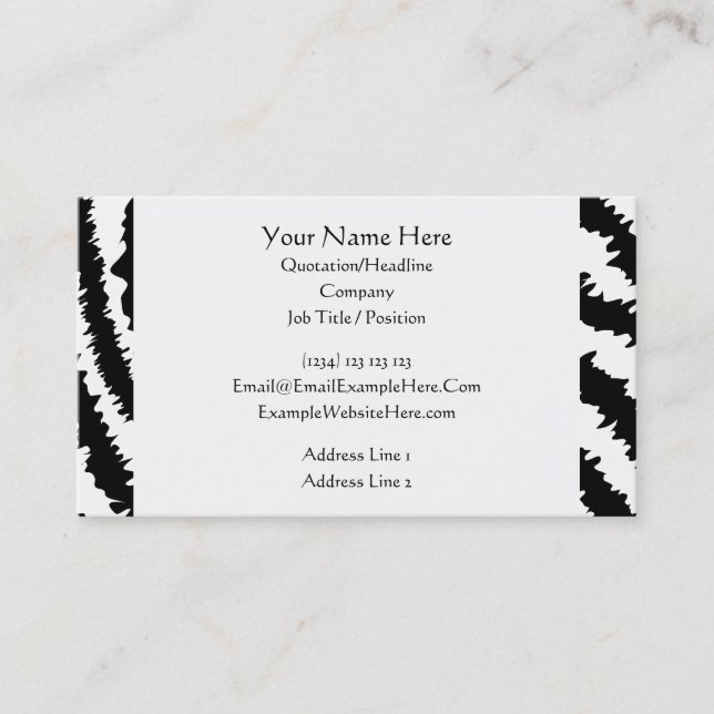 Black Zebra Print Pattern. Business Card (Front)