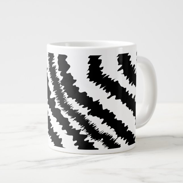 Black Zebra Print Pattern. Large Coffee Mug (Front Right)