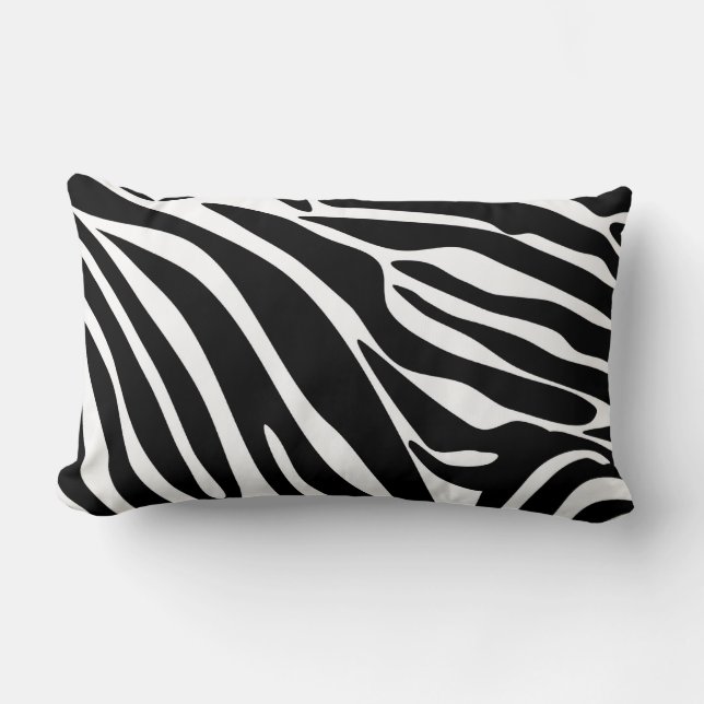 Black Zebra Print Pattern Lumbar Cushion (Front)